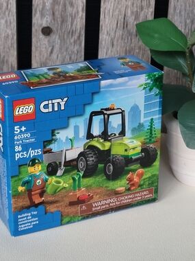 Lego Lime Green Tractor with Light Gray Trailer and Black Roll Cage
